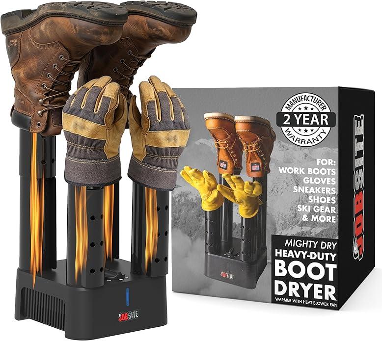 JobSite Boot Dryer  Mighty Dry with Heat Blower Fan  Fast Glove & Shoe Dryer  Helps Reduce Odor