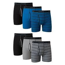 Hanes mens Ultimate FreshIQ Tagless Cotton Boxer ComfortFlex Waistband Brief, 6 Pack  Striped Assorted, Medium