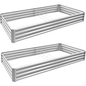 8x4x1ft (2 Pack) Raised Garden Bed Kit, Galvanized Planter Box Outdoor, Metal Raised Garden Beds for Flower,Vegetables, Herb,Sliver