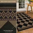 Easy Jute Indoor Outdoor Rug 3x5, Brown Black Checkered Patio Front Porch Rug Decor, Diamond Laundry Room Floor Mats, Boho Border Washable Non Slip Mat for Entryway, Kitchen, Backyard, Farmhouse Style