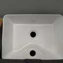 Vessel Sink 16"x12" Bathroom Rectangular Sink White with Faucet Hole, 15.9"x12"