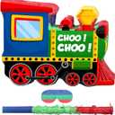 Shappy 3D Train Piata Red Motorcycle Piata Small Race Car Birthday Decor with Blindfold Stick Confetti Railroad Bike Car Party Decorations for Racing Theme Birthday Favors Supplies(Train)