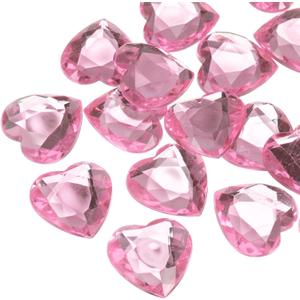 MECCANIXITY 20 Pcs Acrylic Heart Rhinestone 30mm Flat Back Plastic Gems Jewelry Stickers for Craft Bead Face Painting Costume Jewelry Making Light Pink