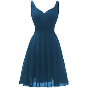 Dressever Summer Cocktail Dress V-Neck Adjustable Spaghetti Strap Chiffon Sundress XXXL
