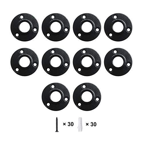 GeilSpace Floor Flange, Malleable Iron Pipe Fittings - Vintage DIY Industrial Shelving, Industrial Decor, Furniture DIY (3/4", Black)