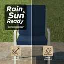 Outdoor Chair Cushions, Water-Resistant & Fade-Resistant, Patio Furniture Lawn Dining Chair Seat Replacement with Mid Back, Ties Zipper, Removable Cover, 18 x 16.5 Inch, Set of 2, Navy Blue