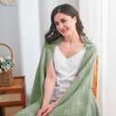 inhand Sage Green Throw Blanket for Couch, Soft Living Room Home Decor Knitted Twin Size Blanket, Outdoor Lightweight Breathable Summer Blanket, Farmhouse Warm Woven Decorative, 60"x80" (Basil)