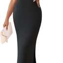ZESICA Womens 2026 Summer Sleeveless Knit Bodycon Midi Dresses Square Neck Side Slit Beach Vacation Long Sweater Dress (Black, L)