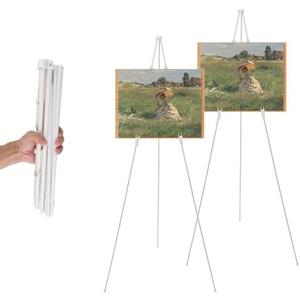 2 Pack White Easel Stand for Display Wedding Sign & Poster,63 Inches Tall Adjustable Art Easel for Display Holder- with Bag Collapsable Portable Poster Easle - Floor Lightweight Metal Easel Tripod