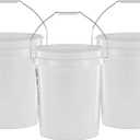 United Solutions 5 Gallon Bucket - 3 Pack, White, Heavy Duty BPA-Free Plastic Bucket, Comfortable Handle, Easy to Clean, Perfect for on The Job, Home Improvement, or Household Cleaning