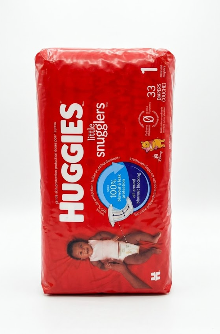 Huggies Little Snugglers Baby Diapers, Size 1.   33 Ct, Newborn Diapers