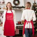 2 x NLUS Christmas Aprons for Women Men with 3 Pockets, Adjustable Baking Aprons for Kitchen Cooking, Funny Christmas Gifts for Bakers, Red