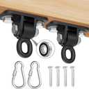 BETOOLL Swing Hangers with Bearing, Heavy Duty Porch Swing Hanging Kit for Outdoor Playground Tree Indoor Ceiling Mount Hardware Brackets Hooks for Yoga Hammock Punching Bag Accessories 2PCS Black
