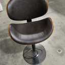 KCC Bar Stools Set of 2, Swivel Adjustable Height Barstools, PU Leather Upholstered Bar Chairs with Footrest, Bentwood Bar Stool for Kitchen, Bar, Dining Room(Black PU) Pack of 1