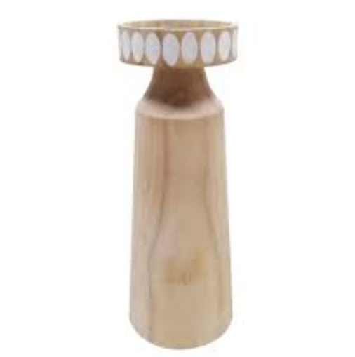 HD Designs Wood Large Candle Holder, 10 in