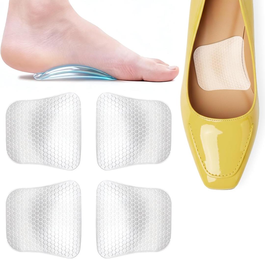 Gel Arch Support Inserts for Women - 2 Heights Options, Non-Slip Arch Pads for Flat Feet & Plantar Fasciitis Relief(2Pairs)