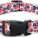 Tunkoo American Flag Dog Collar, Cute Adjustable Heart Collar for Boy and Girl Dogs Strong Plastic Buckle - for Small Medium Large Pets, M