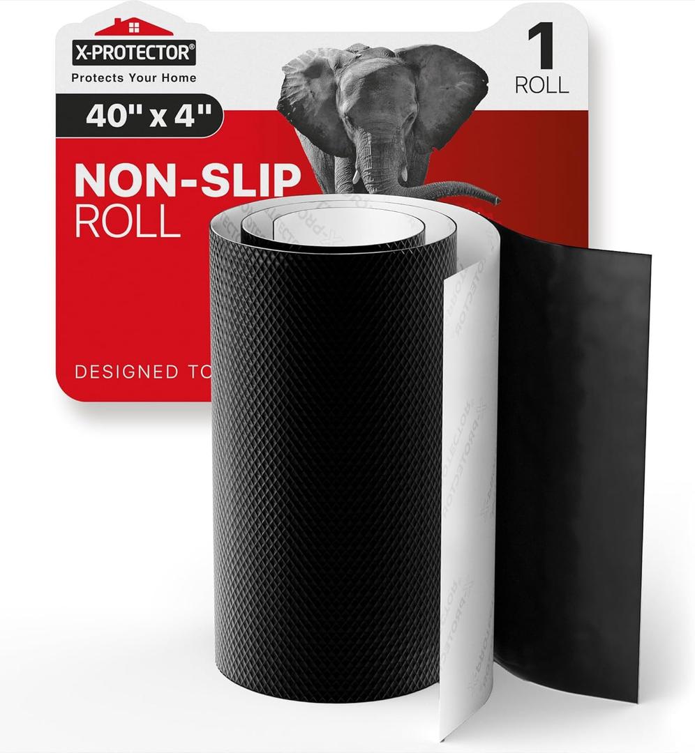 X-Protector Non Slip Pad - 1 Black Roll, 37 x 4 - Premium Silicone Feet to Keep Furniture from Sliding - Non Slip Floor Protectors for Furniture and Appliances - Forget About Sliding Objects