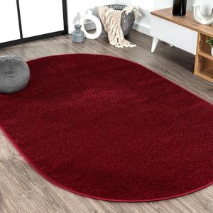JONATHAN Y Haze Solid Low-Pile Dark Red 4x6 Oval Indoor Area Rug, Coastal,Bohemian,Minimalist,Classic, Easy-Cleaning for Living Room,Bedroom,Kitchen,Pet Friendly,Non-Shedding (SEU100Q-4OV)