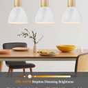 ELYONA 2 Pack Hammered Pendant Light Fixtures, 10.2 Metal & Rubber Wood Island Hanging Lamp, Adjustable Height, Modern Pendant Lighting for Kitchen,Farmhouse Bar,Dining Room,Bedroom, Nordic White