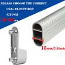 12Pcs Wardrobe Bracket Zinc Alloy Closet Rod Holders 15mm x 30mm Oval Closet Rod End Supports (Single Hole) with Rear Facing 6.5mm Pins