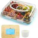 Charcuterie Board with Lid & Ice, Upgraded 6 Snap Laches, Sauce Cup Included, Large Portable Cheese Tray with Handle, Serving Tray for Picnic & Pool, House Warming Gifts New Home (White)