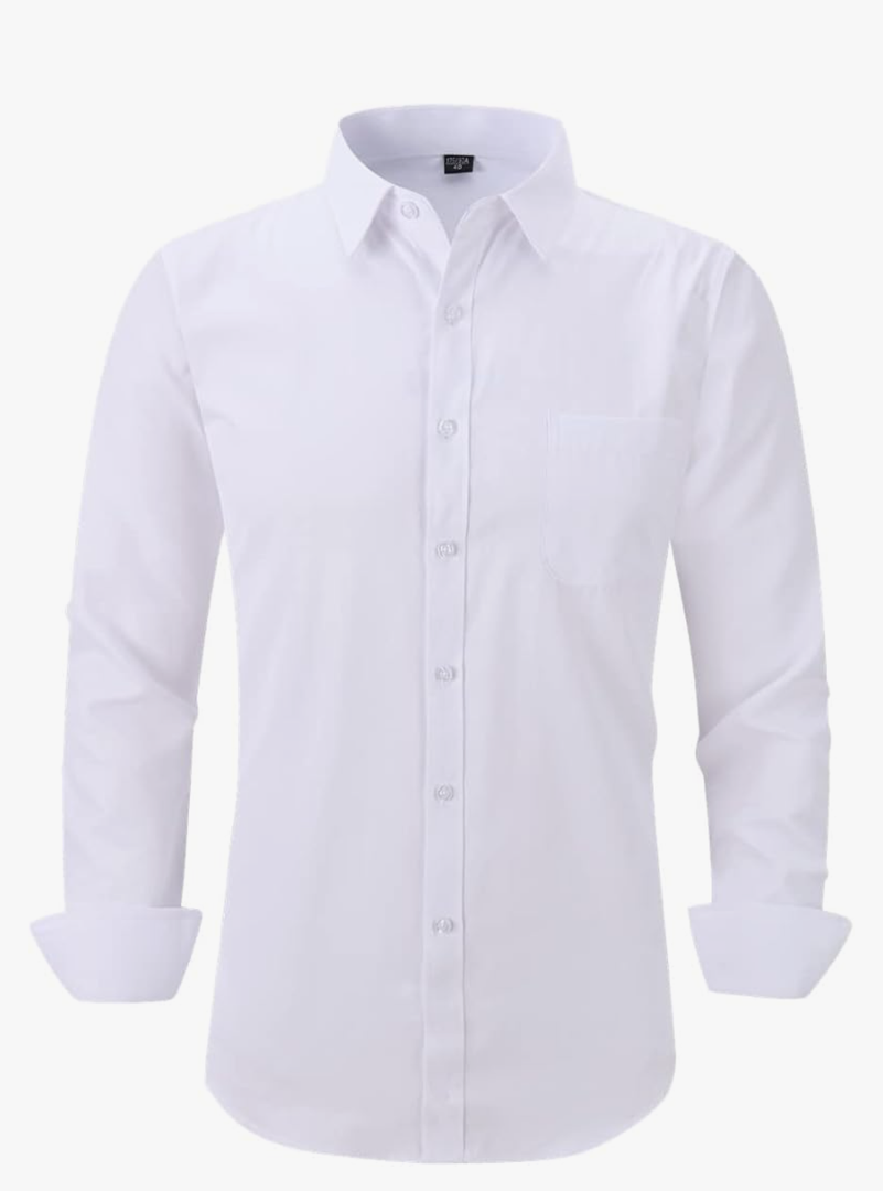 Long Sleeve Dress Shirts for Men - Regular-Fit Casual Button-Down Shirt with Pockets, M
