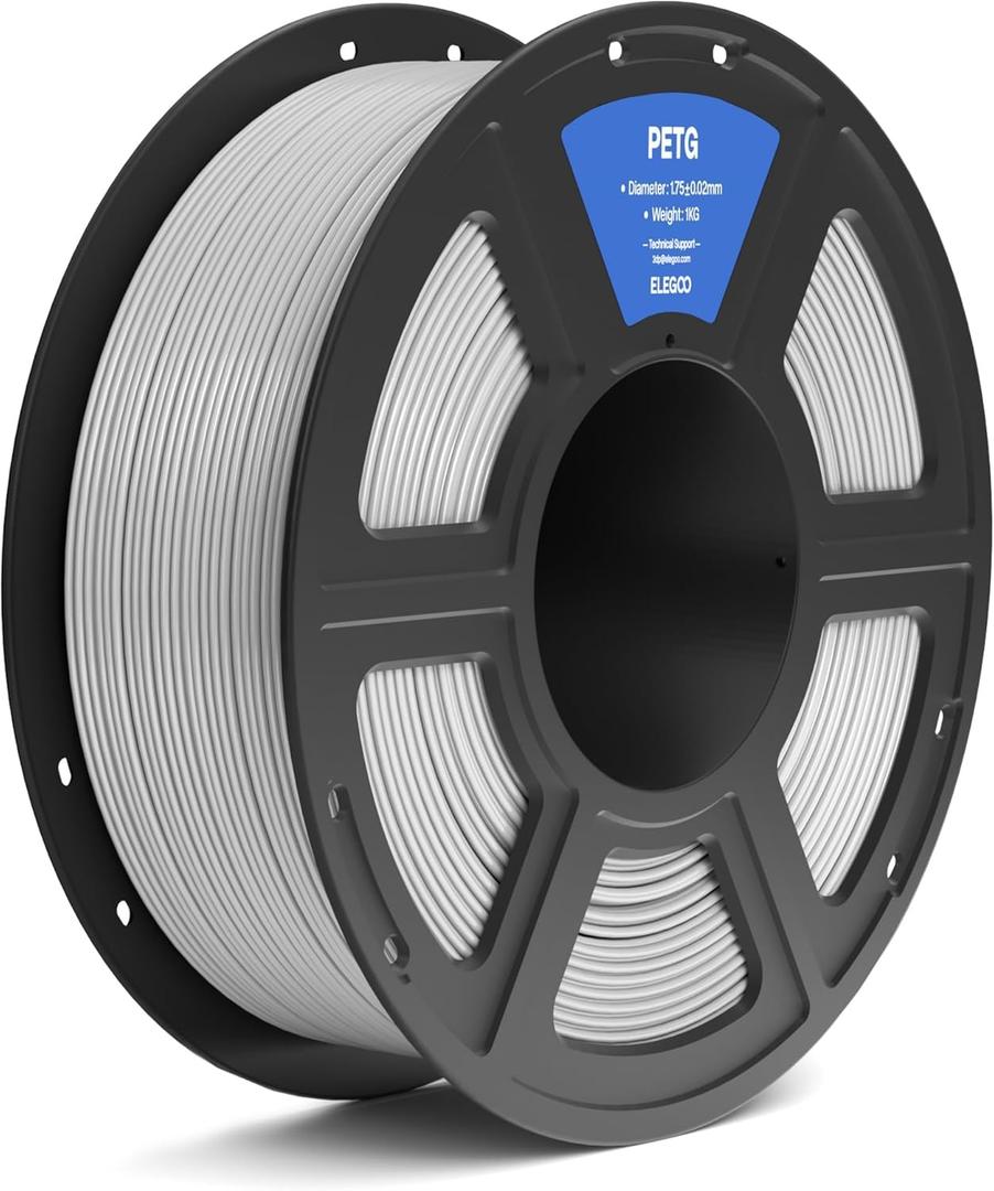 ELEGOO PETG Filament 1.75mm Gray 1KG, 3D Printer Filament Dimensional Accuracy +/- 0.02 mm, 1kg Spool(2.2lbs) Fits for Most FDM 3D Printers