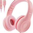 Upgrade USB Type C Kids Headphones, Wired Headphones for Kids with Microphone for Boys Girls, Adjustable 85dB/94dB Volume Limited (Pink)