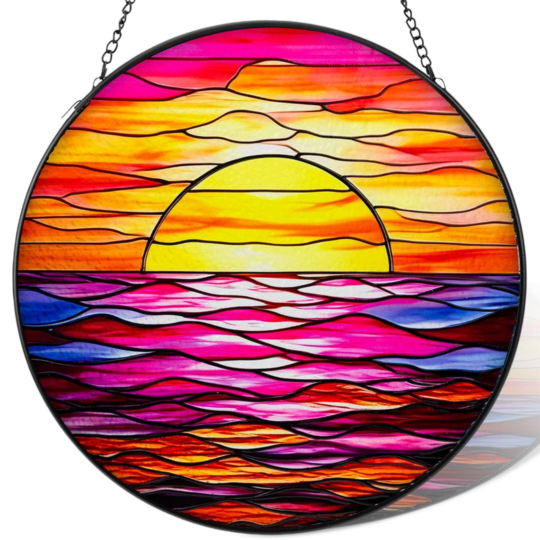Stained Glass Window Hanging - Sea Suncatchers Stain Glass(9.8-inch)