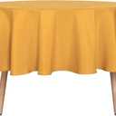 sancua Round Tablecloth - 80 Inch - Water Resistant Spill Proof Washable Polyester Table Cloth Decorative Fabric Table Cover for Dining Tables, Buffet Parties and Camping, Gold