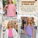 3 Pack Girls Short Sleeve T Shirts | Crewneck Tops, Loose Fit, Summer, Comfy Basic, Casual Blouse, Teen 5-14 Years, Soft, Breathable, Daily Wear