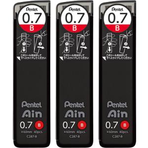 Pentel Ain AMZ-XC287B3P Mechanical Lead, 0.03 inches (0.7 mm), B, 3 Pieces