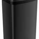 SONGMICS Plastic Kitchen Trash Can, 12-Gallon (45 L) Garbage Can with Stainless Steel Lid, Soft Close, Pedal Waste Bin with Wheels and Rear Handle, Ink Black ULTB533B01