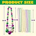 JOYIN 10 Pcs Mardi Gras Bead Necklace Set, 1 Jumbo Ball Bead Necklaces, 3 Medium & 6 Small Beaded Necklaces, Gold Green Purple Plastic Necklaces for Mardi Gras Costume Outfit Dress up Accessories
