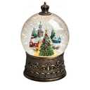 Christmas Snow Globes Village Snow Globe Lantern, Lighted Christmas Decorations Indoor for Home with Music Timer Glitter, Mountain Church, Musical Festival Gifts, USB & Battery Operated