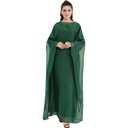 Abaya Dress for Women Muslim Light Organza Rhinestone Prayer Outerwear (Red)