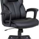 Elama Faux Leather High-Back Adjustable Office Chair, Plush Tuft, Black (Black With Black Base)