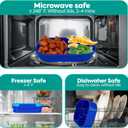 2 x Generic DifaBella Kids Lunch Box with Antispill Lid, Bento Box for Kids with 4 Compartments BPA-Free Plastic, Spoon & Fork Included, Compact and Colorful Meal Container (Blue), 8.66 x 5.9 x 2.7