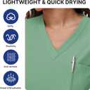 Scrubs Set for Women Nurse Uniform V-Neck Top and Drawstring Jogger Pants with Multi Pocket Nurse Workwear (Small, Light Green)