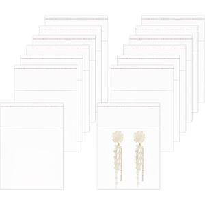 200pcs 2" x 2" Cellophane Bags Self Adhesive Clear Small Jewelry Bags Self Sealing Plastic Cello Bags 1Mil for Earrings Cookie Candy Beads Coins Gifts Decorative 