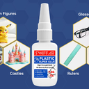 Plastic Glue, Permanent Clear Super Glue for Plastic, Heavy Duty Repair Cement Kit for Lego, Model, Miniatures, 3D Prints, Acrylic, PLA, Citadel, Metal, Car, Waterproof and Safe to Use