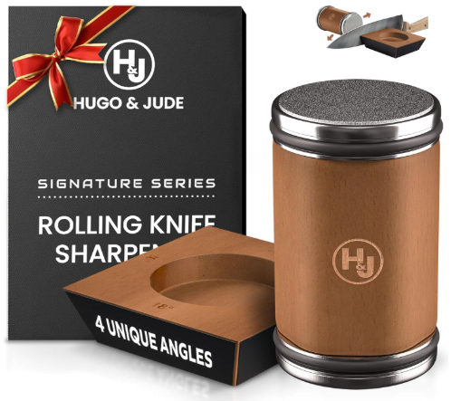 Hugo & Jude Premium Rolling Knife Sharpener - Sharpening Made Easy - Ergonomic Diamond Rolling Wheel Sharpener, 15/18/20/22° Magnetic Angles for Kitchen Knife Sharpener- Kitchen Gadgets & Gifts
Amazon's Choice