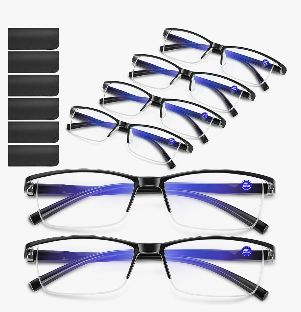 Reading Glasses Men,Spring Hinge Blue Light Blocking Readers,Anti Eyestrain Computer Magnifying Eyeglasses
