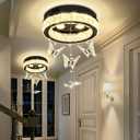Butterfly Chandelier Black 12in Modern Crystal Raindrop Chandelier Lighting Flush Mount Ceiling Chandeliers for Living Room 3XGU10, 12 inches x 12 inches x 13 inches