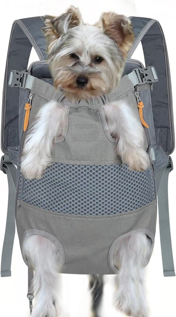 Pet Carrier Backpack, Adjustable Dog Carrier Legs Out Front Small Bag for Small Medium Dogs Cats Travel Bag for Walking Hiking Camping-Grey