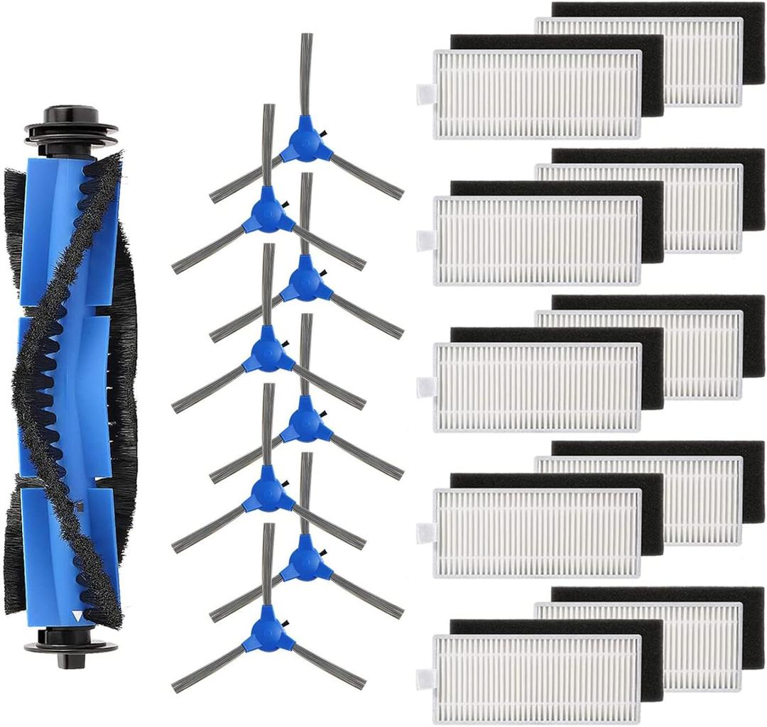 Replacement Parts Compatible with eufy RoboVac 11S RoboVac 30 RoboVac 30C RoboVac 15C RoboVac 12 RoboVac 35C RoboVac 15T Accessory, 19 Pack (10 Filters + 8 Side Brushes + 1 Rolling Brush)