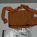 REORIA Women's Sexy Mesh Long Sleeve Boned Corset Top Trendy Y2K Square Neck Going Out Bustier Crop Tops (Large, Brown)