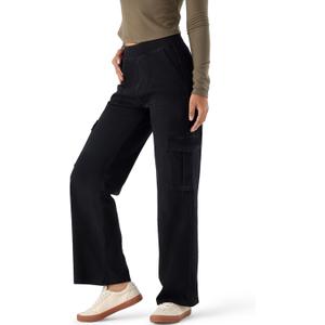 Womens Pull-On Cargo Jeans - Mid Rise Wide Leg, Soft Stretch Denim, Comfort Fit with Pockets (Medium, Black)