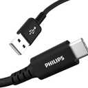 Philips USB A to USB C Cable, 15W 6Ft Type C Charging Cable for iPhone 16 Series, 15 Series, iPad Pro USB C Charger Cord, Type C Charging Power Cord, USB C Phone Charging Cable, Black, DLC4106A/37